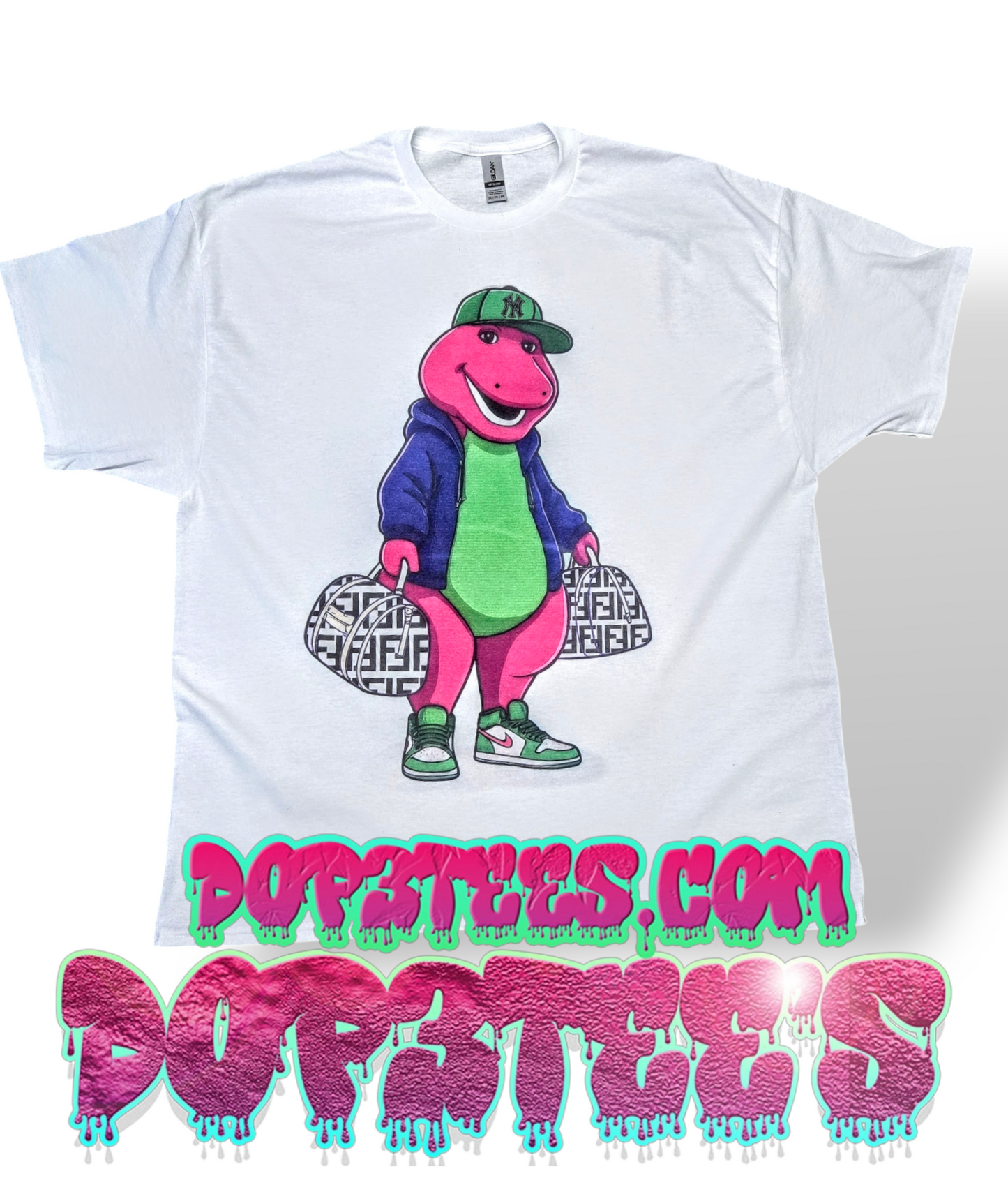 Barney Chasing Bags